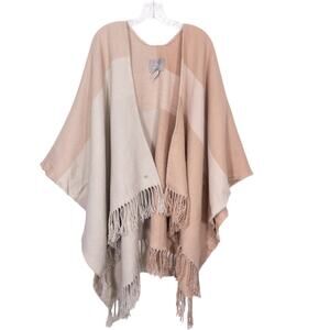 Soia & Kyo Pink Beige Wrap Shawl Fringe Trim Scarf